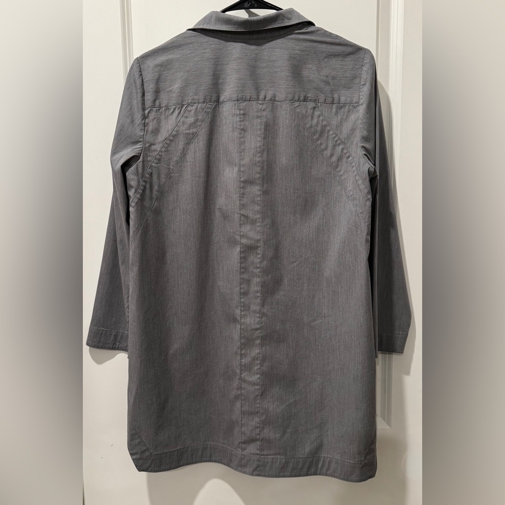 Lafayette 148 Gray Asymmetrical Stretch Cotton Tunic Blouse Size S - Picture 5 of 14